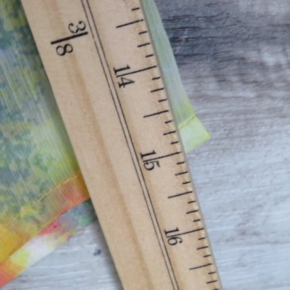 Tantrums* Women's 3/4 Sleeve V-Neck Curved Split End Hem Sheer Blouse~Size Small - Picture 10 of 10